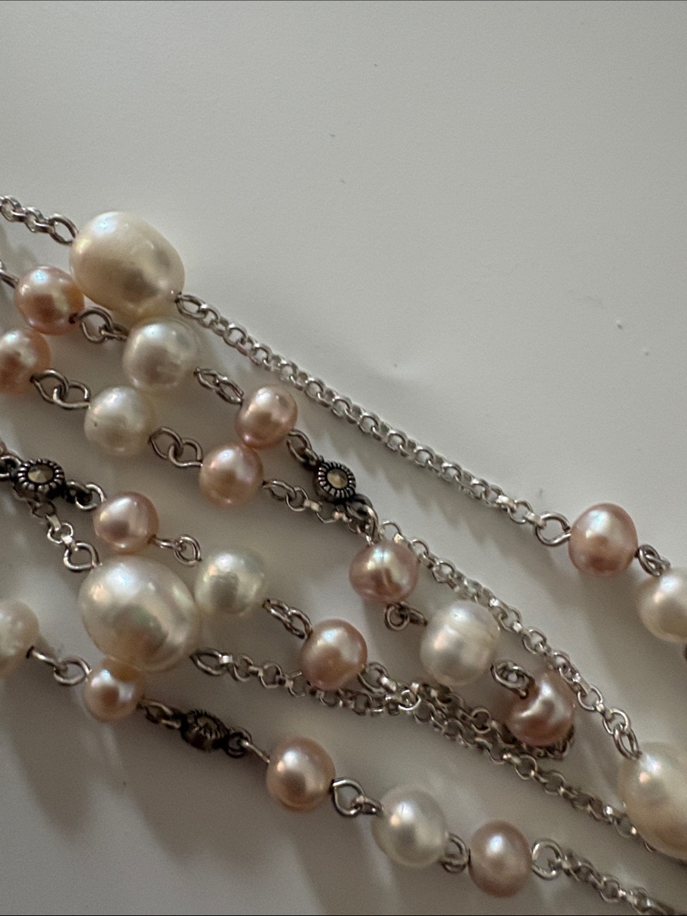 Multi-Strand Sterling Silver Pearl Necklace - Women Jewelry - Picture 5 of 7